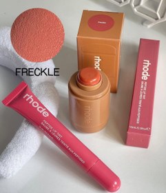 تصویر پک لیپ گلاس براق و رژگونه کرمی مخملی رود Rhode - SPICYMARG 