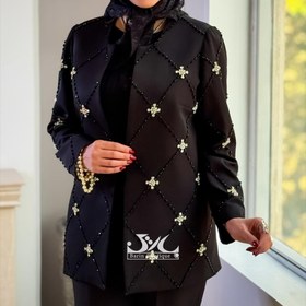 تصویر مانتو کت مجلسی سنگدوزی 