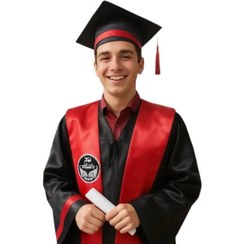 تصویر لباس فارغ‌التحصیلی همراه کلاه ساتن و شال فارغ‌التحصیلی ساتن - کد 2092813 