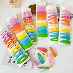 تصویر گیره مو زنانه تق تقی شمعی رنگی بسته ۱۰ عددی 