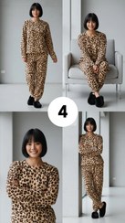 تصویر ست بلوز شلوار زنانه تدی حوله ای وارداتی پلنگی کد ۳۰۸۸ 