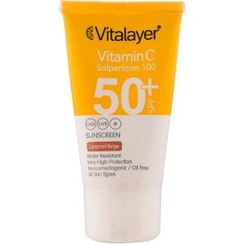 تصویر ضد آفتاب رنگی SPF50 (رنگ بژ) حاوی ویتامین سی حجم 40میل ویتالیر 