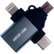 تصویر تبدیل 3 کاره گرین لاین Green 3 In 1 OTG USB 3.0 ا Green 3 In 1 OTG USB 3.0 conversion Green 3 In 1 OTG USB 3.0 conversion