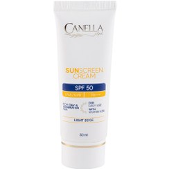 تصویر کرم ضد آفتاب رنگی با SPF50 مناسب پوست چرب حجم 50 میلی لیتر کنلامکس لایت بژ Canellamax Sunscreen Suitable SPF50 For Oily Skin 50 ml