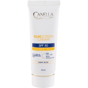 تصویر کرم ضد آفتاب رنگی با SPF50 مناسب پوست چرب حجم 50 میلی لیتر کنلامکس لایت بژ Canellamax Sunscreen Suitable SPF50 For Oily Skin 50 ml