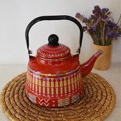 تصویر کتری لعابی طرحدار - قرمز Enamel Kettle