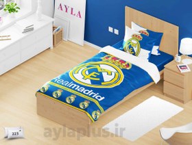 تصویر ست روتختی پسرانه طرح تیم رئال 4 تکه کد 223 Real team design bed sheet set code 223