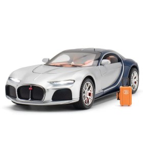 تصویر ماشین اسباب بازی فلزی بوگاتی نقره ای سقف مشکی 1:24 Diecast Bugatti Atlantic_اسباب بازی 