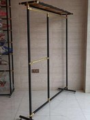 تصویر رگال فلزی ایستاده ۳ ردیف آویز لباس 