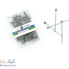 تصویر سوزن ته مرواریدی dressmakers pins نقره ای درجه 1 