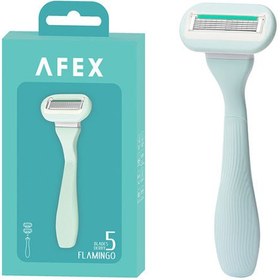 تصویر تیغ اصلاح 5 لبه فلامینگو با سری اضافه افكس Afex Flamingo 5 Blades With Additional Series