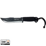 تصویر چاقوی شکاری آهنی درجه یک غلاف‌دار مدل MZ114-320 مخصوص استفاده در کمپ و طبیعت گردی دست ساز زنجان Steel hunting knife with sheath