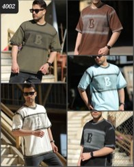 تصویر تی‌شرت یقه گرد اور سایز ماکان چاپ اسپری B 