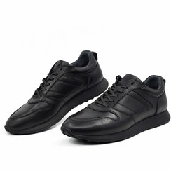 تصویر کفش اسپورت مردانه چرم تبریز مدل ZARA بنددار 2024 - مشکی / 4 Men's sport style shoes 2024