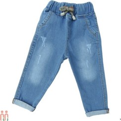 تصویر شلوار لی اسپرت بچه گانه کمرکشی آبی Baby jeans pants 