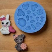 تصویر قالب سیلیکونی عروسک خمیری خرس و خرگوش 