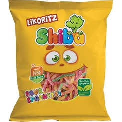 تصویر پاستیل شکری شیبا مدل لیکوریتز طرح اسپاگتی وزن 50 گرم 