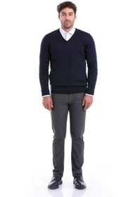 تصویر بافت و پلیور مردانه آبی سرمه ای | 34251022A008 Hatemoğlu 