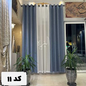 تصویر پرده کتان نقره آبی کد11 