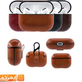 تصویر کاور چرمی مناسب برای کیس اپل ایرپاد پرو ا airpods pro leather case cover airpods pro leather case cover