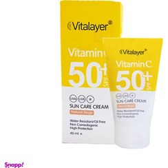 تصویر کرم ضد آفتاب رنگی فاقد چربی ویتالیر (Vitalayer) حاوی ویتامین سی با SPF50 رنگ بژ طبیعی حجم 40 میلی لیتر 