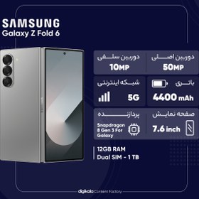 تصویر گوشی موبایل سامسونگ مدل Galaxy Z Fold 6 دوسیم کارت ظرفیت 1 ترابایت و رم 12 گیگابایت Samsung Galaxy Z Fold 6 Dual SIM 1TB And 12GB RAM Mobile Phone