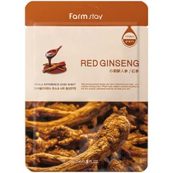 تصویر ماسک صورت جینسینگ قرمز فارم استی حجم 23 میل اورجینال red ginseng sheet mask Farm stay 23 ML