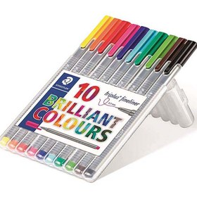 تصویر روان نویس triplus استدلر 10 رنگ جعبه طلقی ا Triplus 10 Color Rollerball Pen Triplus 10 Color Rollerball Pen