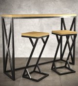 تصویر میز و صندلی کانتر کافه چوبی کد zx 