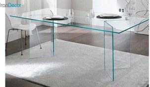 تصویر میز ناهار خوری شیشه ای مدل یاس 