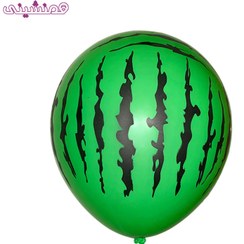 تصویر بادکنک لاتکس طرح جشن شب یلدا مدل سبز هندونه ای راه راه 