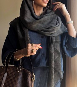 تصویر شال نخی پلنگی - زرد 