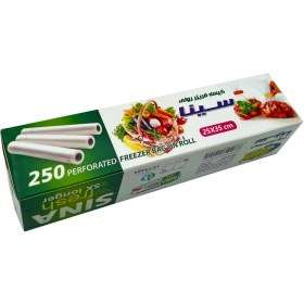 تصویر کیسه فریزر سینا مدل رولی نازک سایز 35*25 بسته 250 عددی 