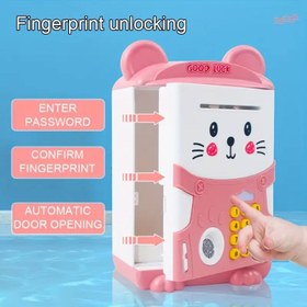 تصویر قلک رمزدار اثر انگشتی مدل LSB6708 طرح گربه 