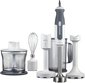 تصویر Kenwood Hand Blender 800W با هلی کوپتر 500 میلی لیتر ، لیوان 750 میلی لیتر ، ویسک ، پوره/ماسه ، سوپ XL ، گره استیل ضد زنگ ، Triblade Technology HDP406WH WHITE/GRAY Kenwood Hand Blender 800W With 500Ml Chopper, 750Ml Beaker, Whisk, Puree/Masher, Soup XL, Stainless Steel Wand, Triblade Technology Hdp406Wh White/Grey