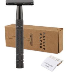 تصویر ست تیغ ایمنی دو لبه مشکی با ۵ تیغه 