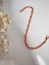 تصویر دستبند شکوفه مس کد 1239 