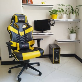 تصویر صندلی گیمینگ طرح DXRACER مدل دوج مشکی زرد 