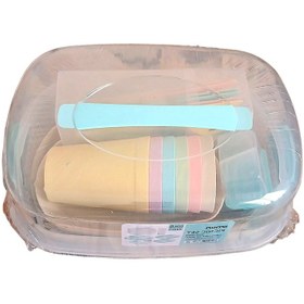 تصویر سبد پیک نیک 42 پارچه لیمون مدل پاستیلی - آبی 