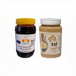 تصویر شیره انگور سنتی شهر طبیعت -950 گرم و ارده کنجد آدینه -700 گرم مجموعه 2 عددی 