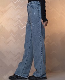 تصویر شلوار جین نیم بگ رنگ آبی رندوم | کد 5474 