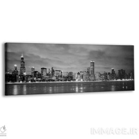 تصویر تابلو دکوراتیو Chicago, Illinois, USA,ساختمان ها در کنار آب، شیکاگو، ا… اثر پانورامیک ایمجز - بوم گالری ایماژ / 60x20 / قاب 2x2 PVC سفید Buildings at the waterfront BY Panoramic Images