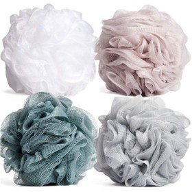 تصویر اسفنج حمام مشبک ۴ تکه لووفا چند رنگ ۱۳ سانتی‌متر برند generic 4-Piece Mesh Bath Sponge Loofah Multicolor 13cm