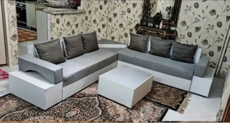 تصویر مبل راحتی ال ۶ نفره کنج دکور با دسته دوبل 