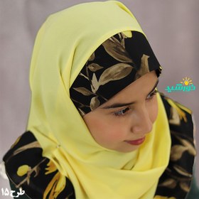 تصویر مقنعه دخترانه نرگس کرپ حریر زرد طرح 15 کد 4010 