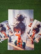 تصویر پک اقتصادی حوله زیرانداز ورزشی و کوله ورزشی(شوزبگ) طرح دختر خوشگل 