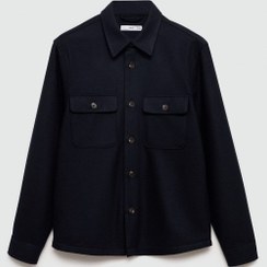 تصویر پیراهن مردانه آبی سرمه ای منگوMANGO Man | 57055990 اورجینال 