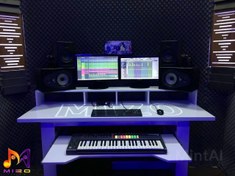 تصویر میز گیمینگ MDF کد B2 رنگ سفید و مشکی 