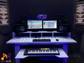 تصویر میز گیمینگ MDF کد B2 رنگ سفید و مشکی 