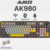 تصویر کیبورد مخصوص بازی 3 MOD HOT SWAP TFT صفحه کلید مکانیکی 8.000 میلی آمپر ساعت باتری DYNAMIC RGB Ajazz 